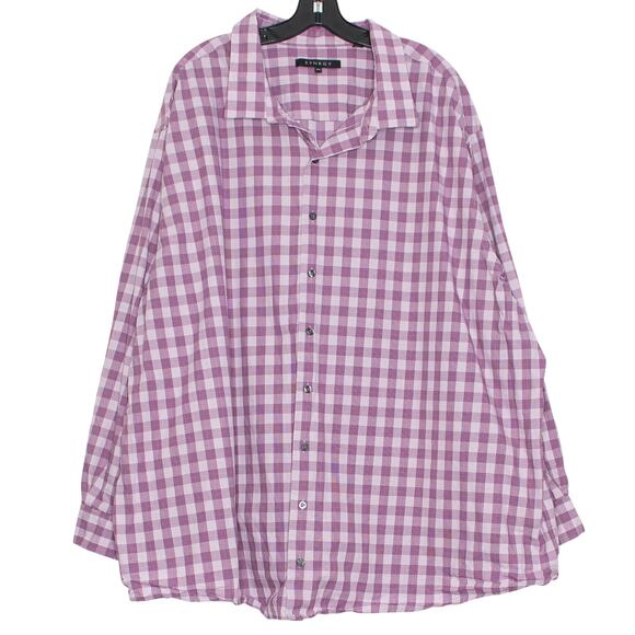 Synrgy Mens Shirt Academia Preppy Retro Indie Coastal Grandpa Button Purple 4XL - Picture 1 of 6